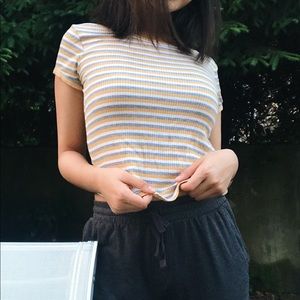 ribbed stripped tee